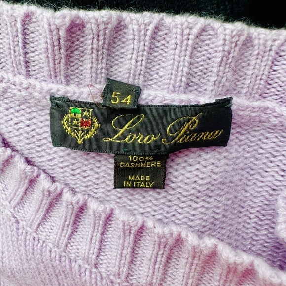 VINTAGE 1990s LORO PIANA THICK CASHMERE SWEATER CREWNECK LAVENDER PURPLE XL 54 - Picture 5 of 9